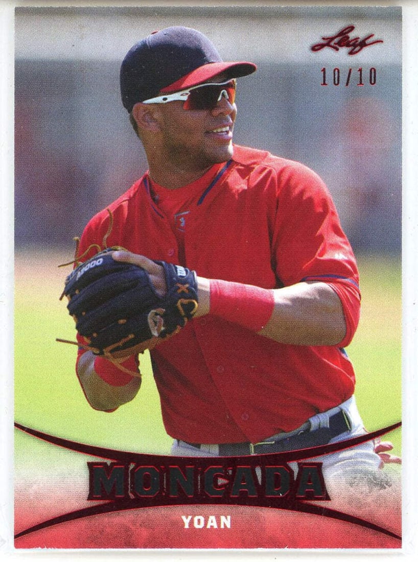 #YM-08 Yoan Moncada 2015 Leaf Red Rookie Card (1 of 2)