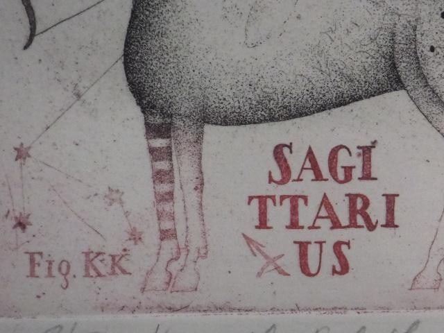 Art Veronika Paleckova "SAGITTARIUS" Signed Etching Limited 50 Zodiac Czech - 4