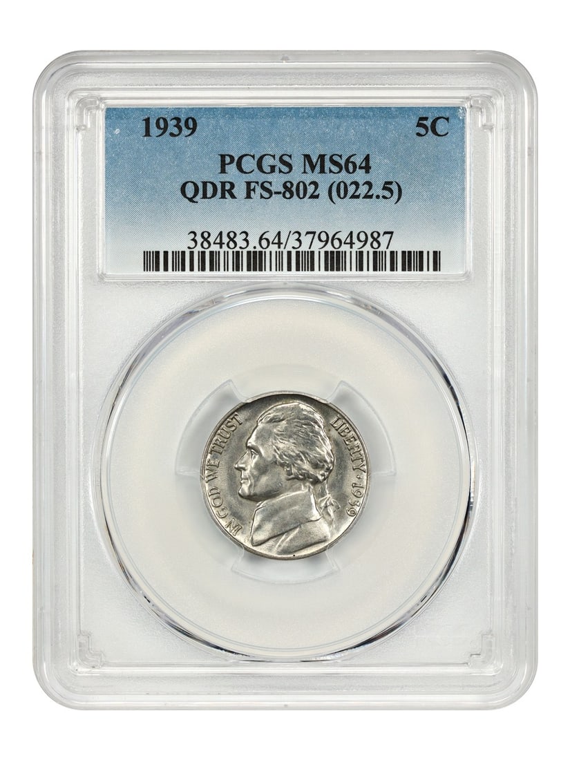 Jefferson Nickel - 1939 5C PCGS MS64 (QDR, FS-802, Rev of 1940) (1 of 4)
