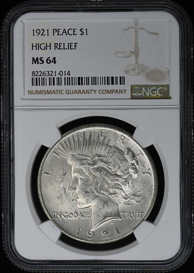 MS64 1921 Peace Dollar HIGH RELIEF S$1 NGC (1 of 1)