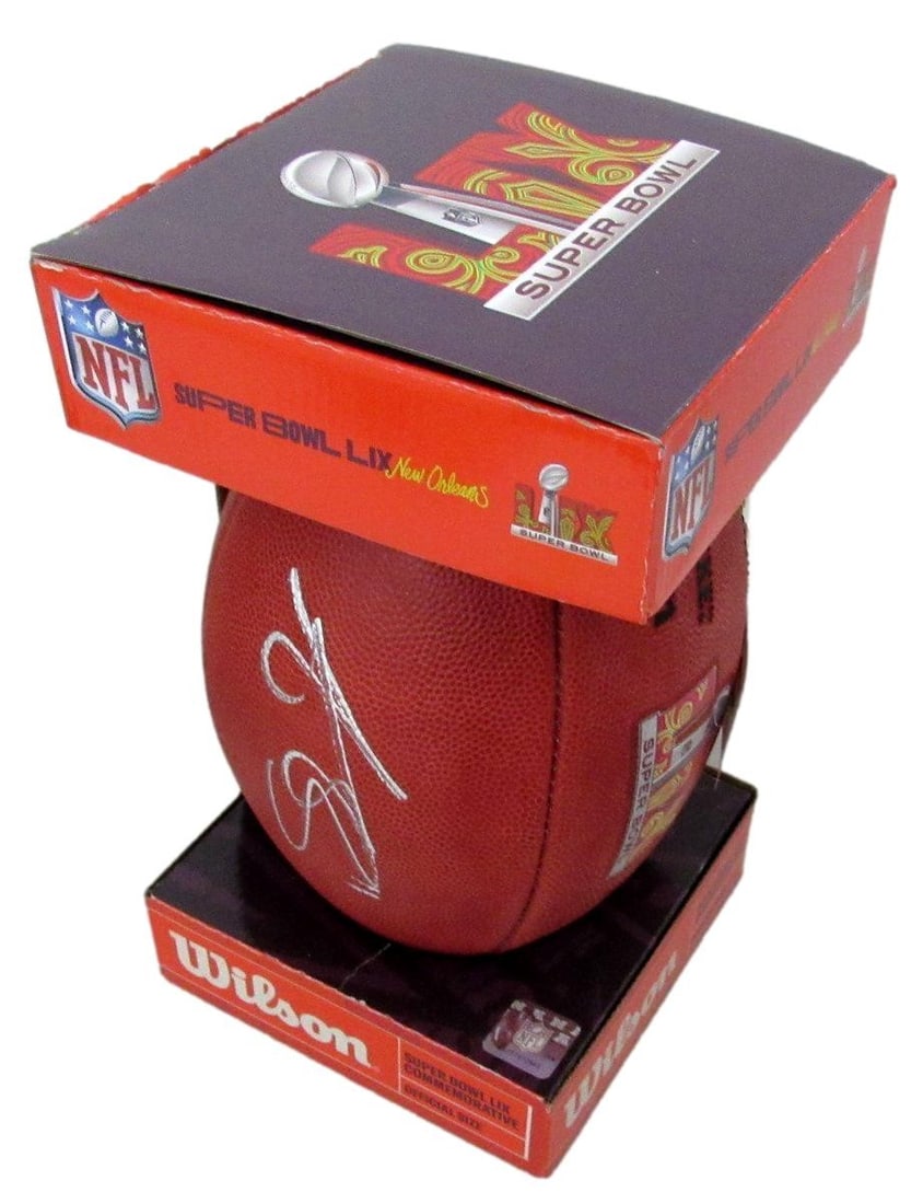 195540 A.J. Brown Signed/ Auto Super Bowl LIX Logo Duke Football Eagles Beckett - 5