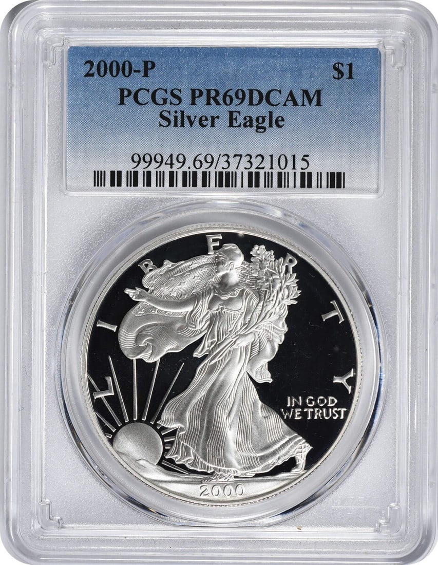 Cameo 2000-P American Silver Eagle Dollar PR69DCAM PCGS Proof 69 Deep (1 of 1)