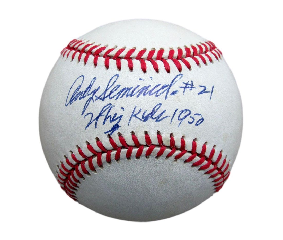 187300 Andy Seminick Signed/ Inscribed ONL Baseball Phillies "Whiz Kids 1950" JSA (1 of 3)