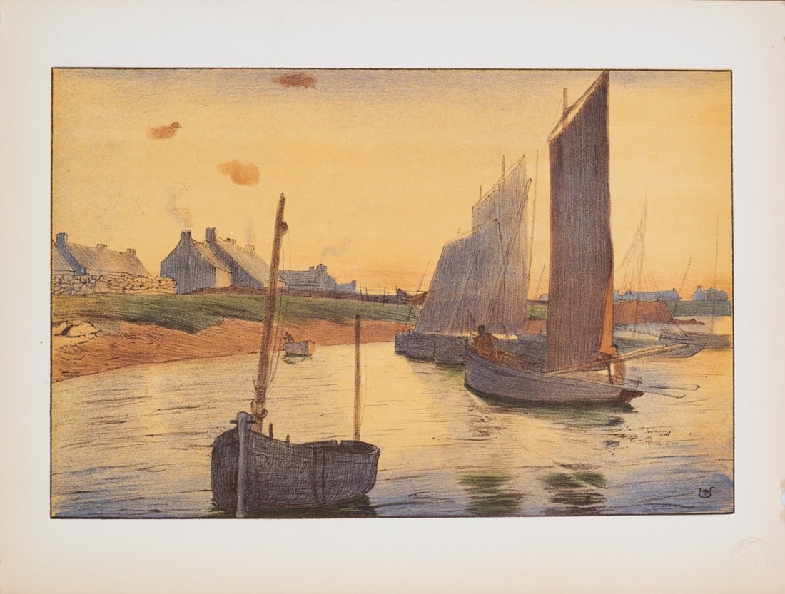 Excellent 1898 Ulmann Tristesse Sur La Mer L Estampe Moderne Lithograph (1 of 3)