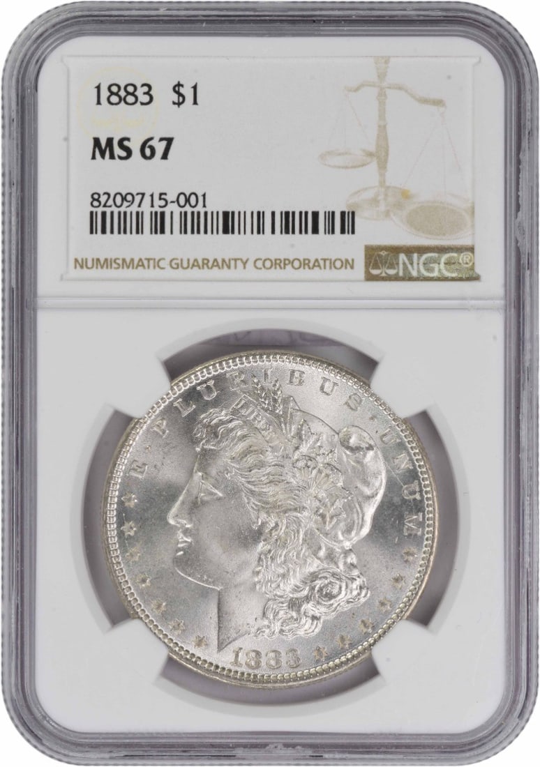 NGC 1883 Morgan Silver Dollar MS67: NGC 1883 Morgan Silver Dollar MS67 This listing features NGC 1883 Morgan Silver Dollar MS67. Item specifics are provided below. Item Specifics: Country Of Origin: United States Certification: NGC Circ