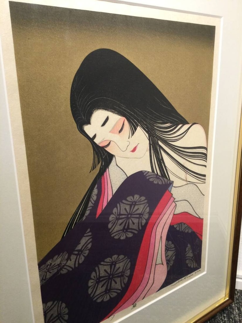 Ukiyoe Shusui Taki Genji Monogatari Yugao Woodblock Print Signed Ed.150 Framed (1 of 10)