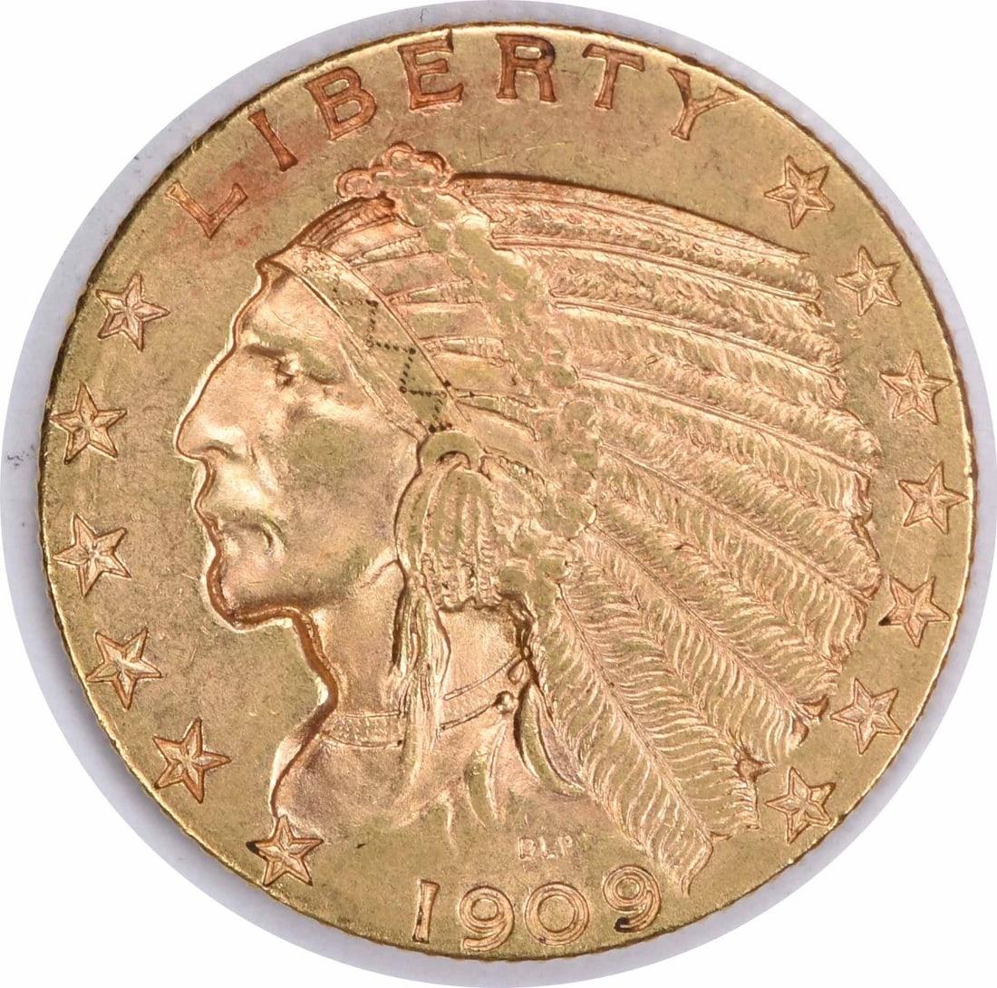 Uncertified 1909-D $5 Gold Indian AU Slider (1 of 2)