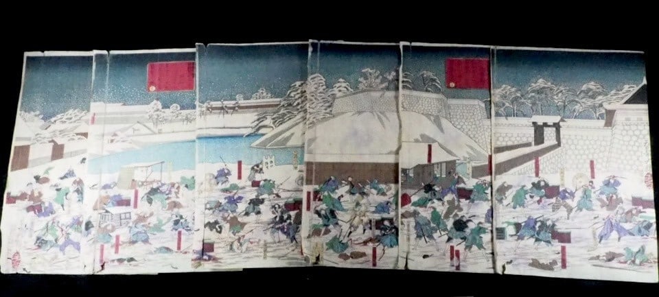 War Picture Ukiyo-e Woodblock Print Nishiki-e 6 Sheets - Yoshitoshi Tsukioka (1 of 10)
