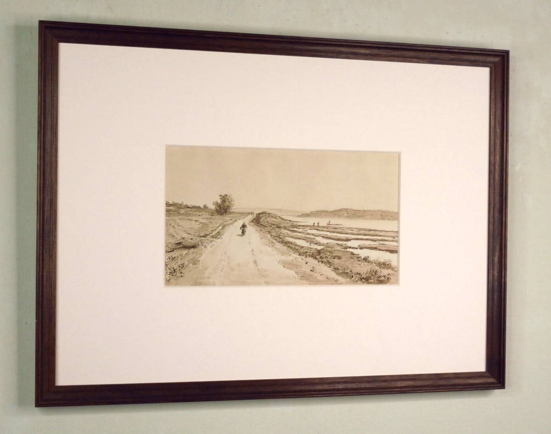 Framed Emeric de Tamagnon Original Watercolor Painting Drawing Pencil Signed - 3