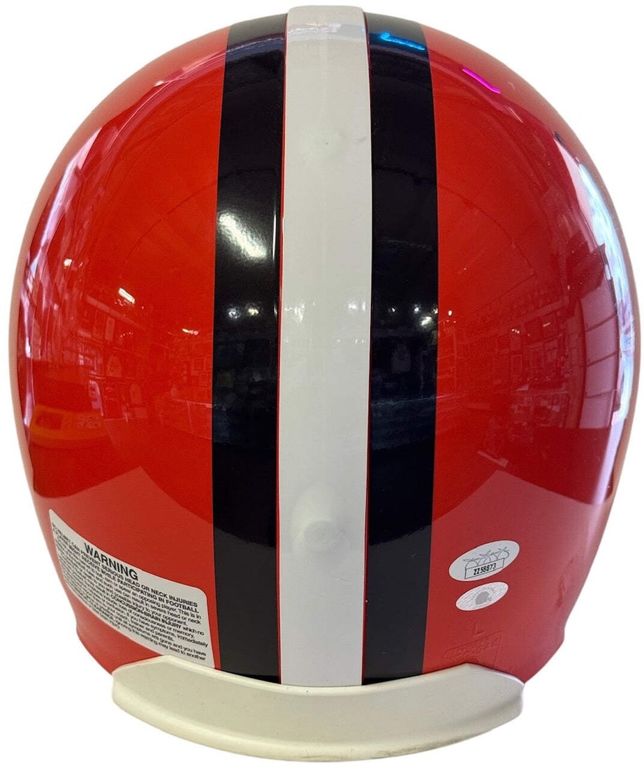 (JSA) Jim Brown Autographed Cleveland Browns Full Size Authentic Stat Helmet - 3