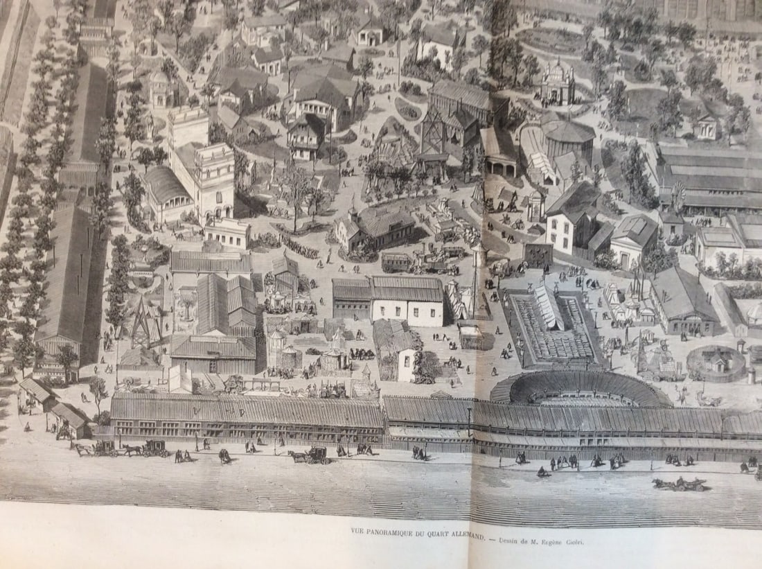 Engraving Paris Exposition Universelle 1867 German Quarter Panoramic View Large - 3