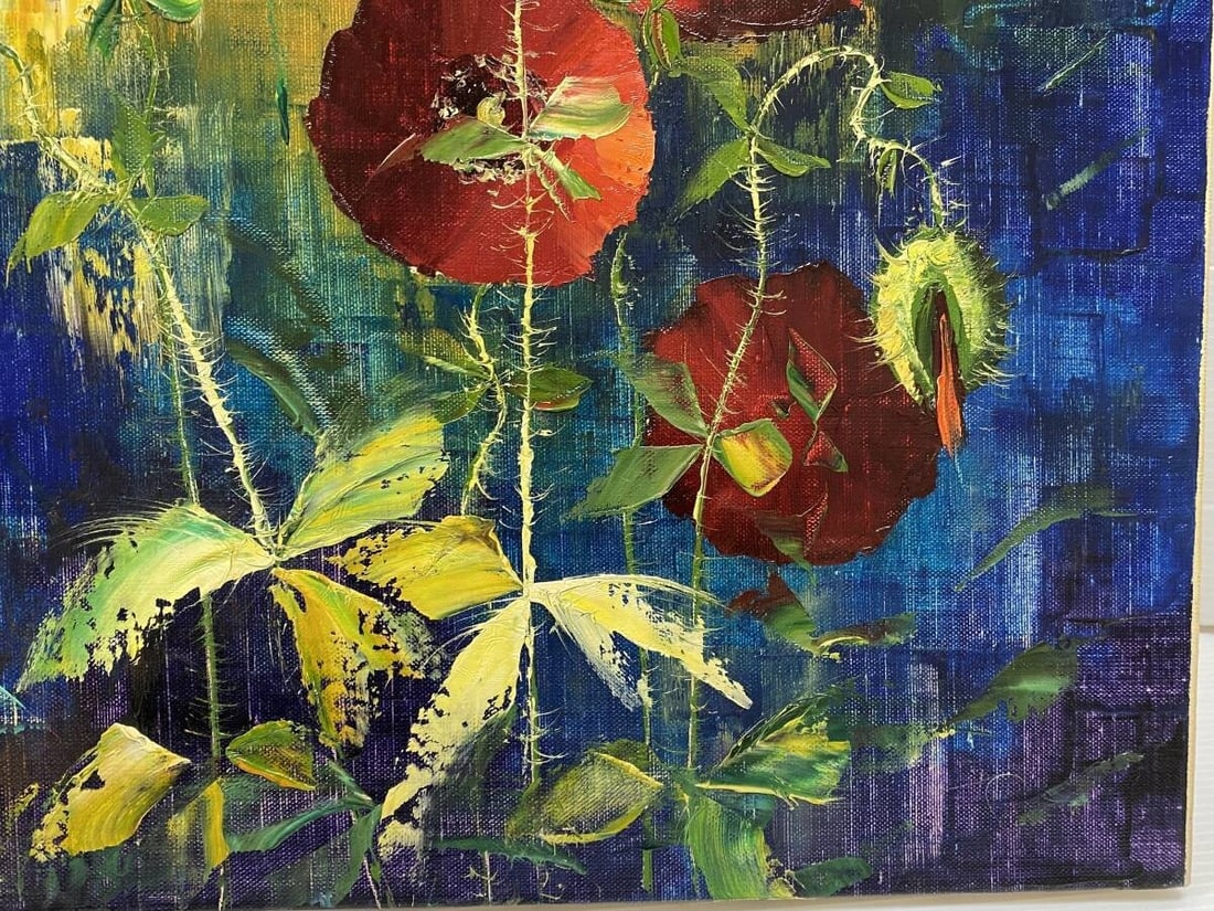 Germany Bernhard Gagel Poppies Original Oil Painting F10 w/ Framed Signed - 4