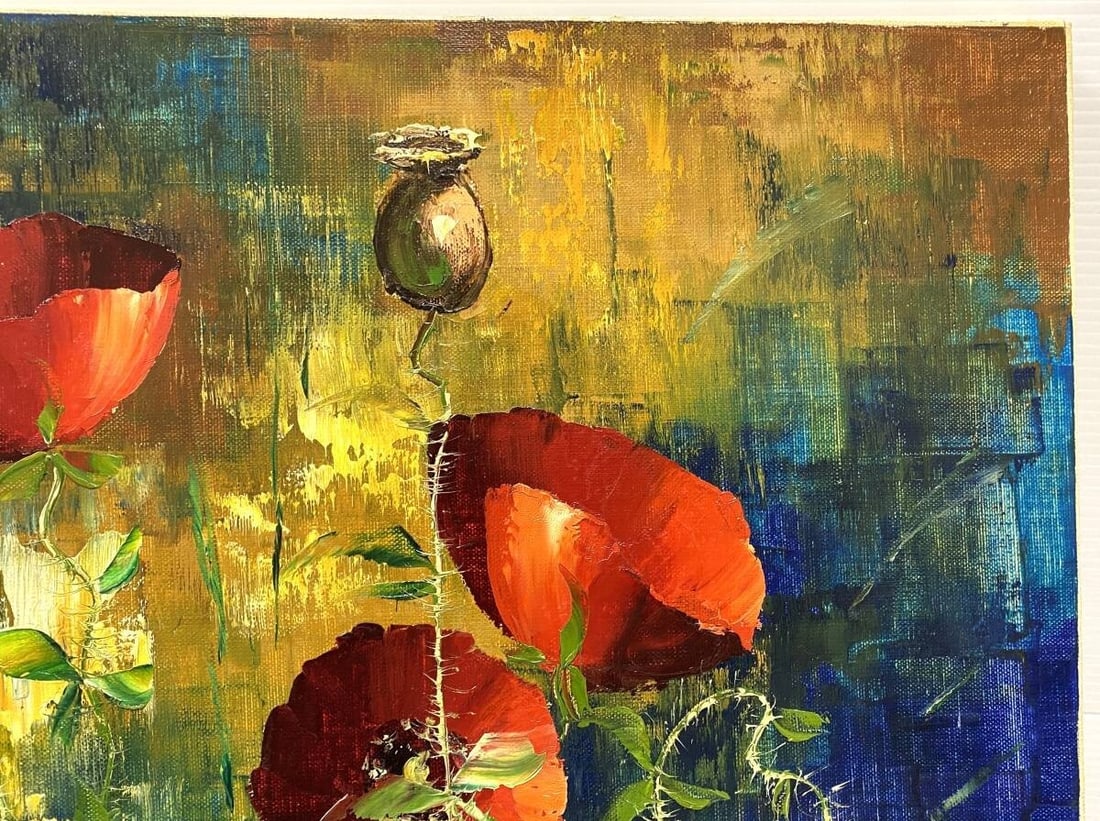 Germany Bernhard Gagel Poppies Original Oil Painting F10 w/ Framed Signed - 5