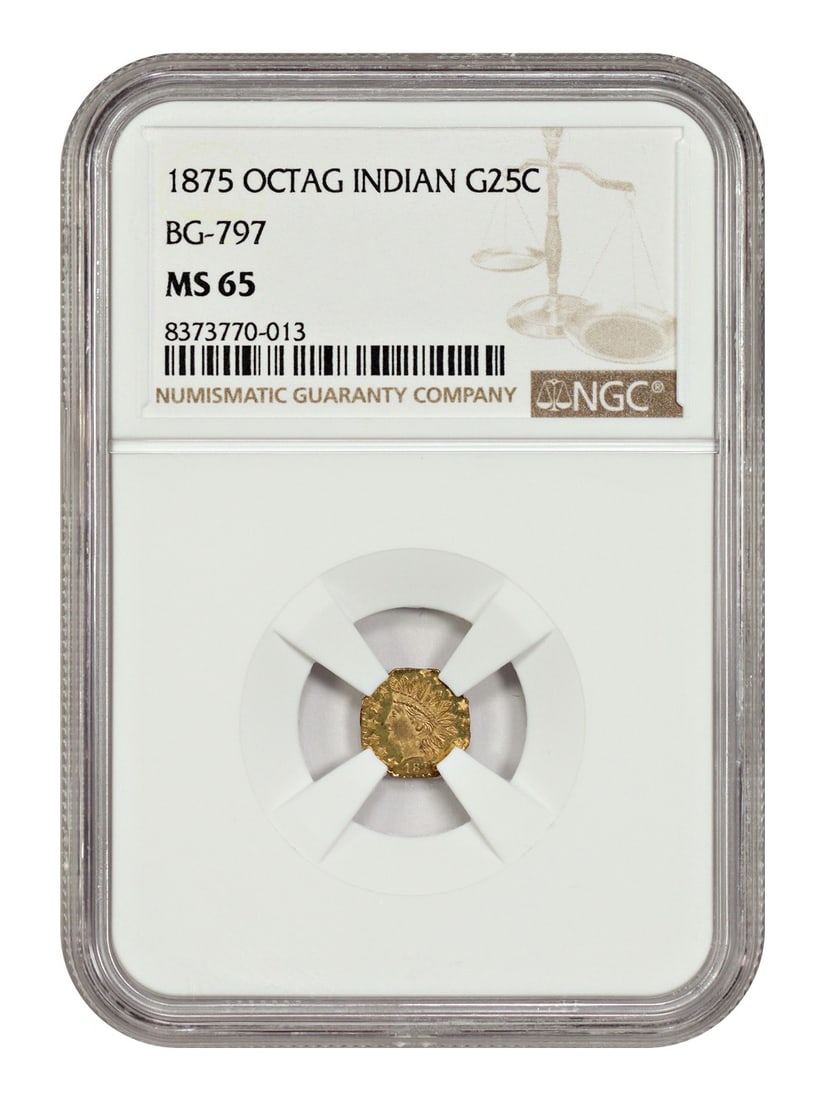 California Fractional Gold - Cal Fractional: 1875 25C NGC MS65 (BG-797): California Fractional Gold - Cal Fractional: 1875 25C NGC MS65 (BG-797) This listing features California Fractional Gold - Cal Fractional: 1875 25C NGC MS65 (BG-797). Item specifics are provided