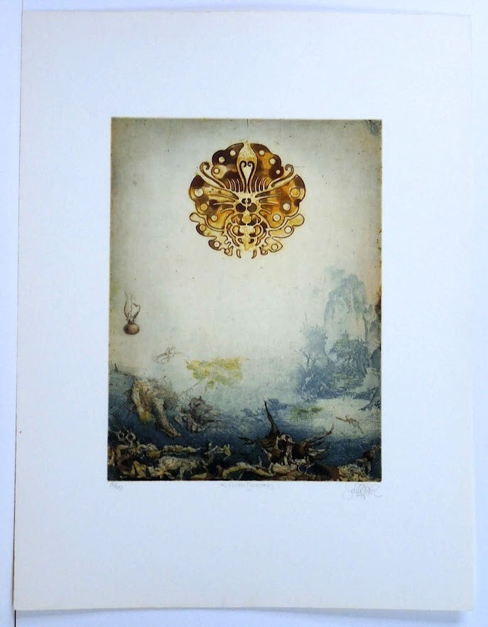 Singed Jorg Schmeisser 1975 Butterfly Original Etching Print Pencil (1 of 4)