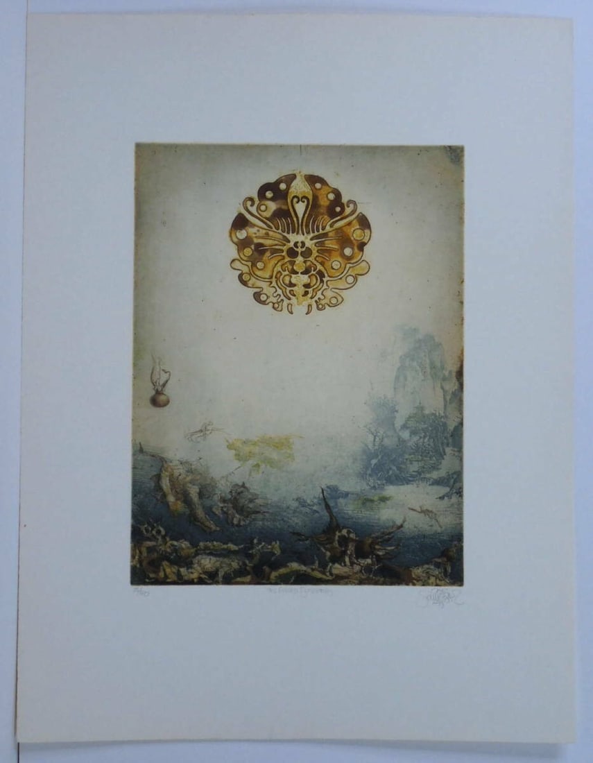 Singed Jorg Schmeisser 1975 Butterfly Original Etching Print Pencil - 3