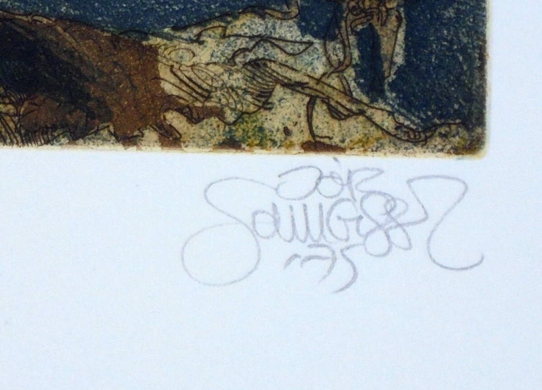 Singed Jorg Schmeisser 1975 Butterfly Original Etching Print Pencil - 4