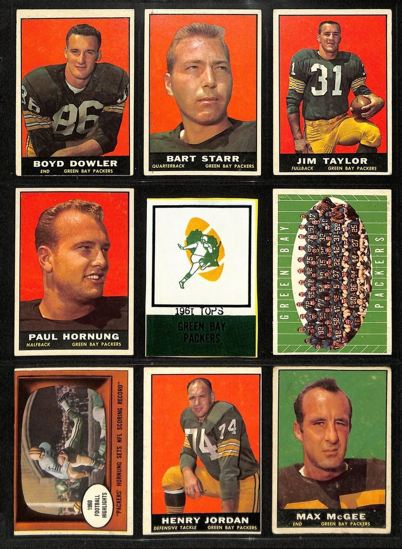 200312 1961 TOPPS Football Cards Green Bay Packers Complete Team Set (10) (1 of 4)