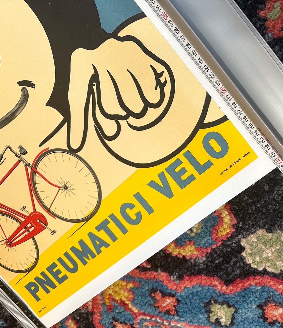 Linen 19X27 - Michelin Bibendum Italian Poster 1959 Bicycle Offset - 2