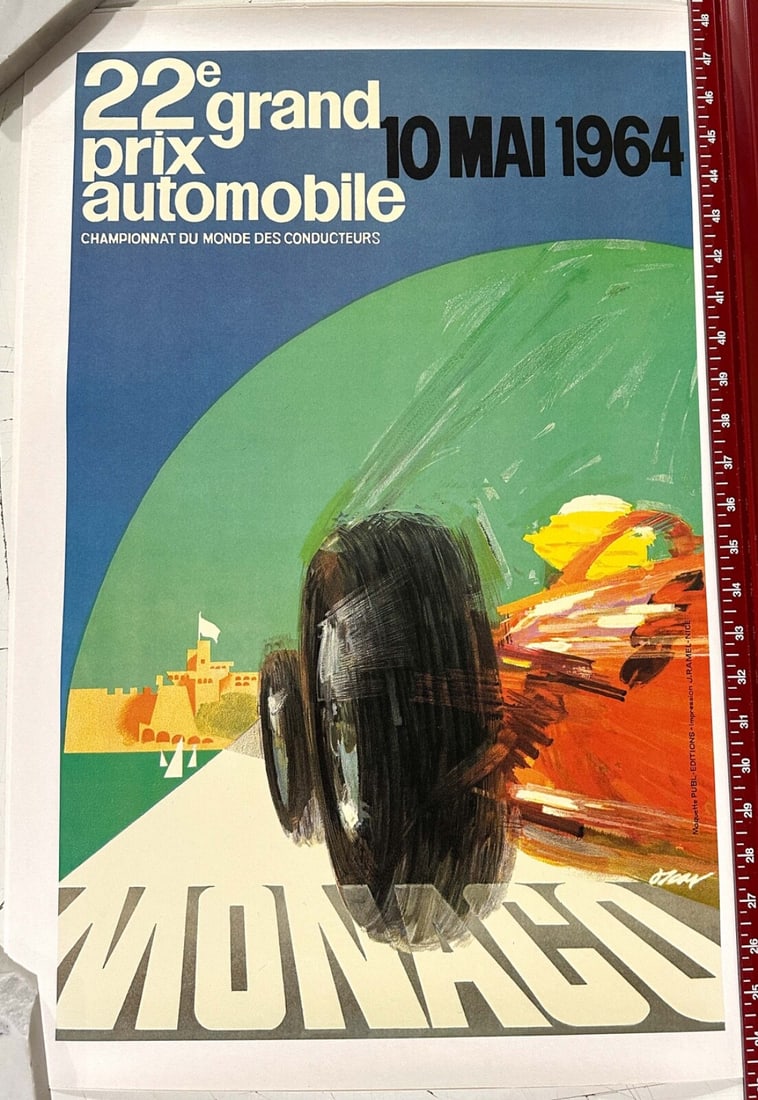 Poster Monaco Grand Prix 1964 J May J Ramel Vintage Automobile Racing - 2