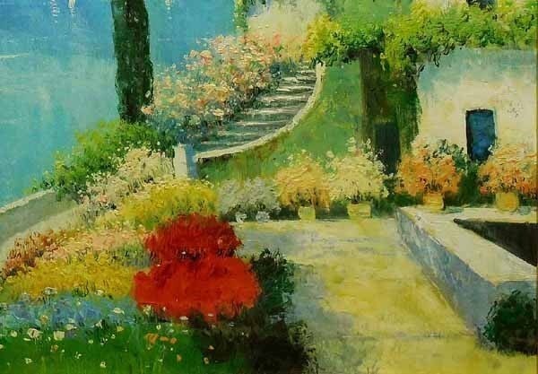 F20 Robin Scott Original Oil Painting on Canvas Mediterranean Landscape Signed - 2