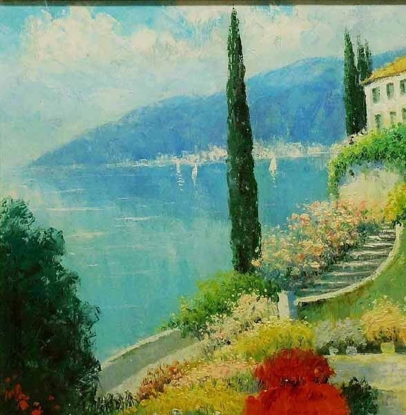 F20 Robin Scott Original Oil Painting on Canvas Mediterranean Landscape Signed - 4