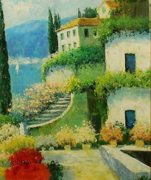F20 Robin Scott Original Oil Painting on Canvas Mediterranean Landscape Signed - 5