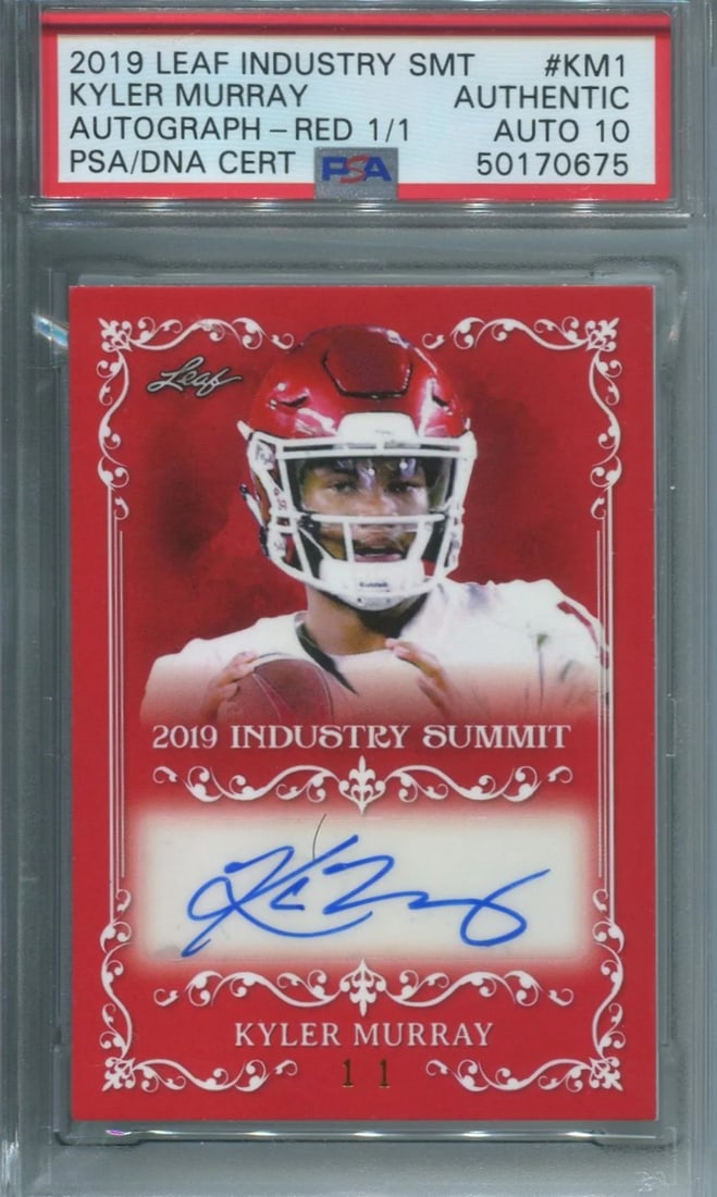 Aut Kyler Murray 2019 1/ 1 Leaf Industry Summit Autographed Card#KM1 (PSA) Graded: Aut Kyler Murray 2019 1/ 1 Leaf Industry Summit Autographed Card#KM1 (PSA) Graded This listing features Aut Kyler Murray 2019 1/ 1 Leaf Industry Summit Autographed Card#KM1 (PSA) Graded. Item