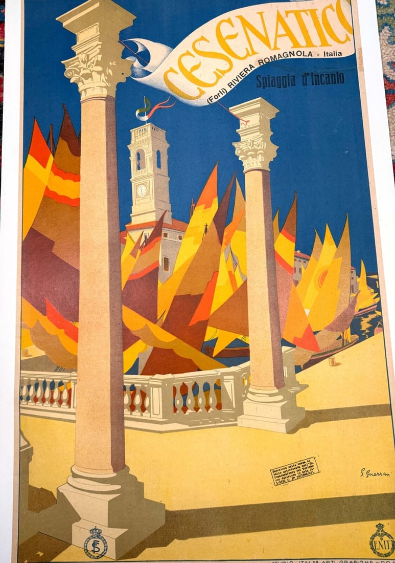 Adriatica Italian Travel Poster Cesenatico By Guerrini 1927 Original Riviera - 2