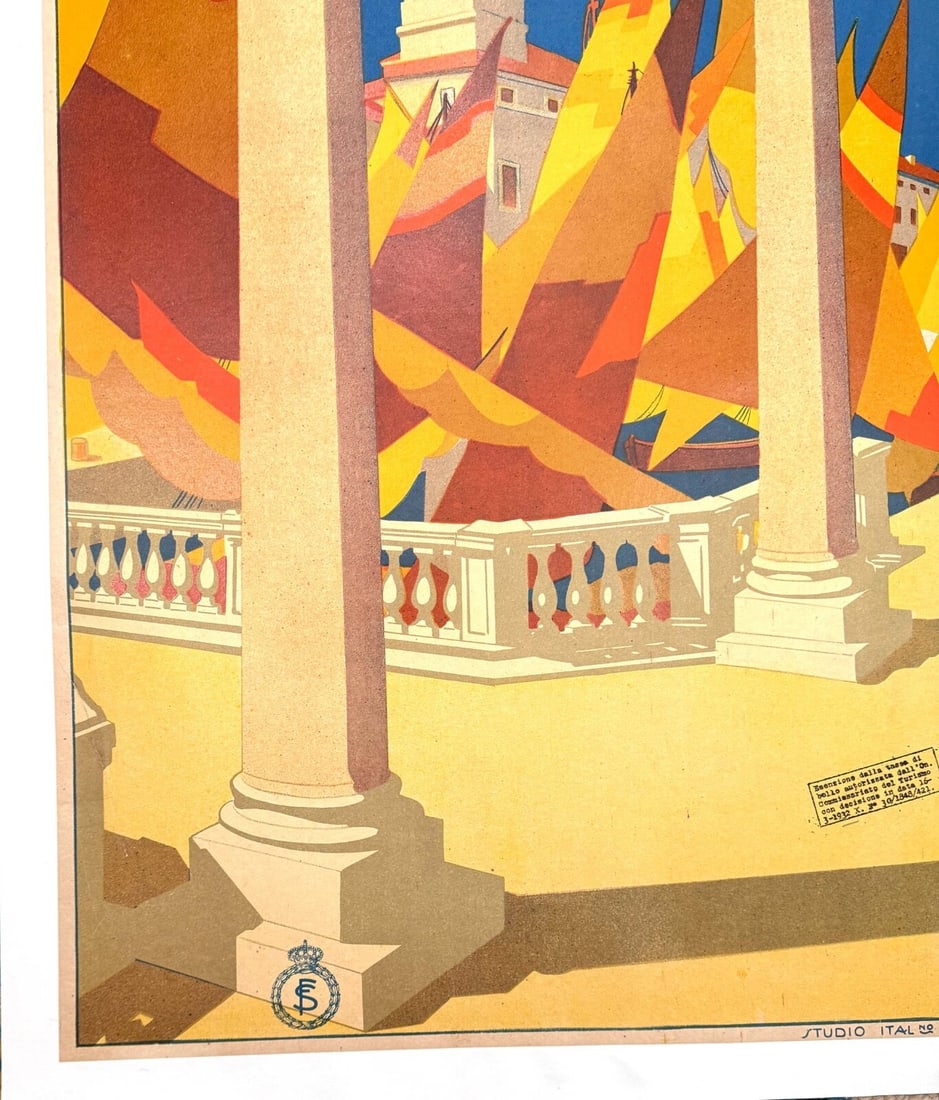 Adriatica Italian Travel Poster Cesenatico By Guerrini 1927 Original Riviera - 4