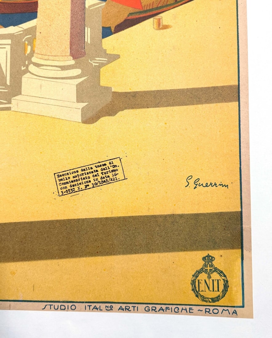 Adriatica Italian Travel Poster Cesenatico By Guerrini 1927 Original Riviera - 6