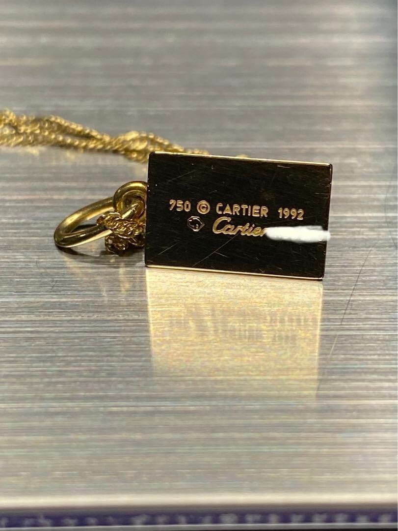 good Cartier Diamond 1/ 8 oz Ingot 18k Gold Bar Charm Pendant used Rare - 4