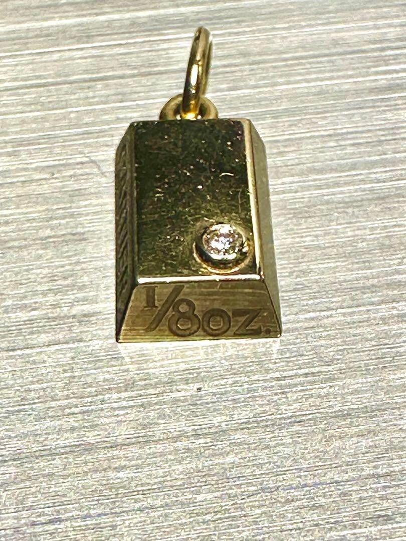 good Cartier Diamond 1/ 8 oz Ingot 18k Gold Bar Charm Pendant used Rare - 7