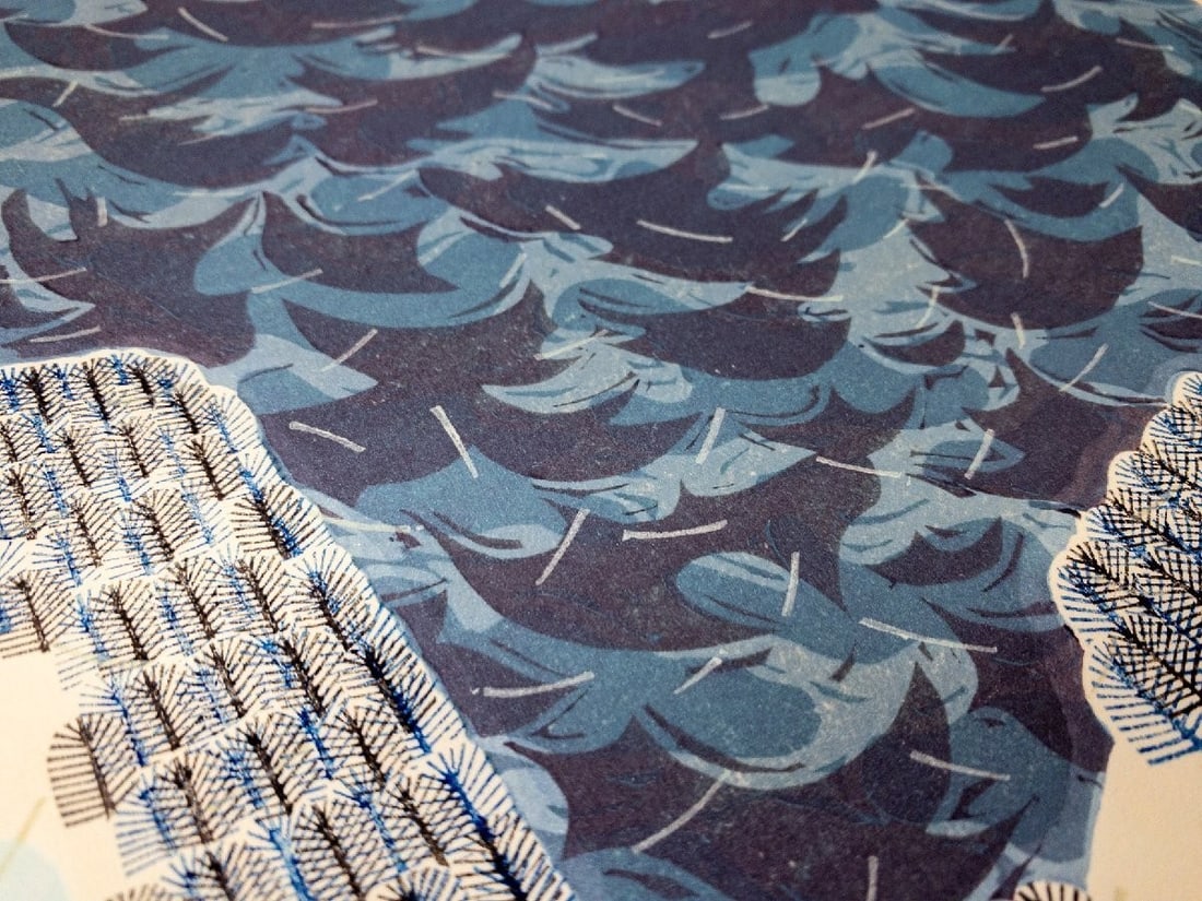 Signed Munenori Makino Sound of the Mountain 1987 Japanese Woodblock Print - 4