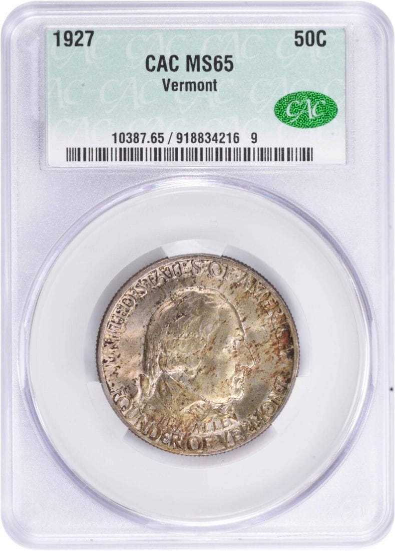 CACG 1927 Vermont Commemorative Half MS65: CACG 1927 Vermont Commemorative Half MS65 This listing features CACG 1927 Vermont Commemorative Half MS65. Item specifics are provided below. Item Specifics: Country Of Origin: United States Certifica