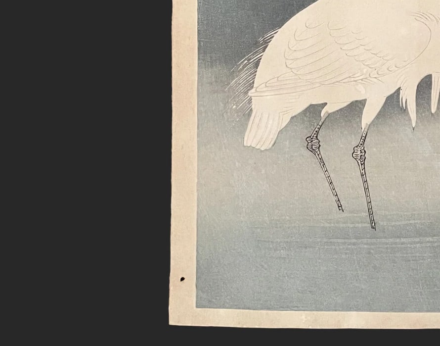 Vintage Koson Ohara Japanese Woodblock Print Shoson Meiji Ukiyo-e Heron Bird - 5