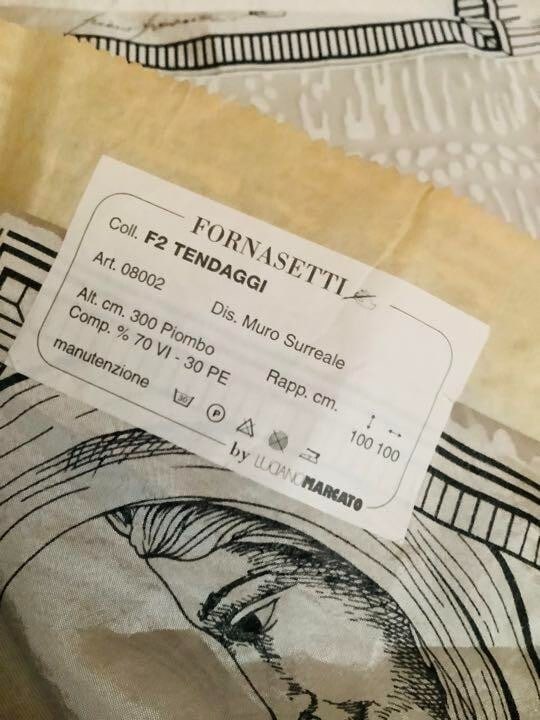08002 RARE FORNASETTI See-through FABRIC SAMPLES with TAG Art Swatch F1 STAMPATI - 3