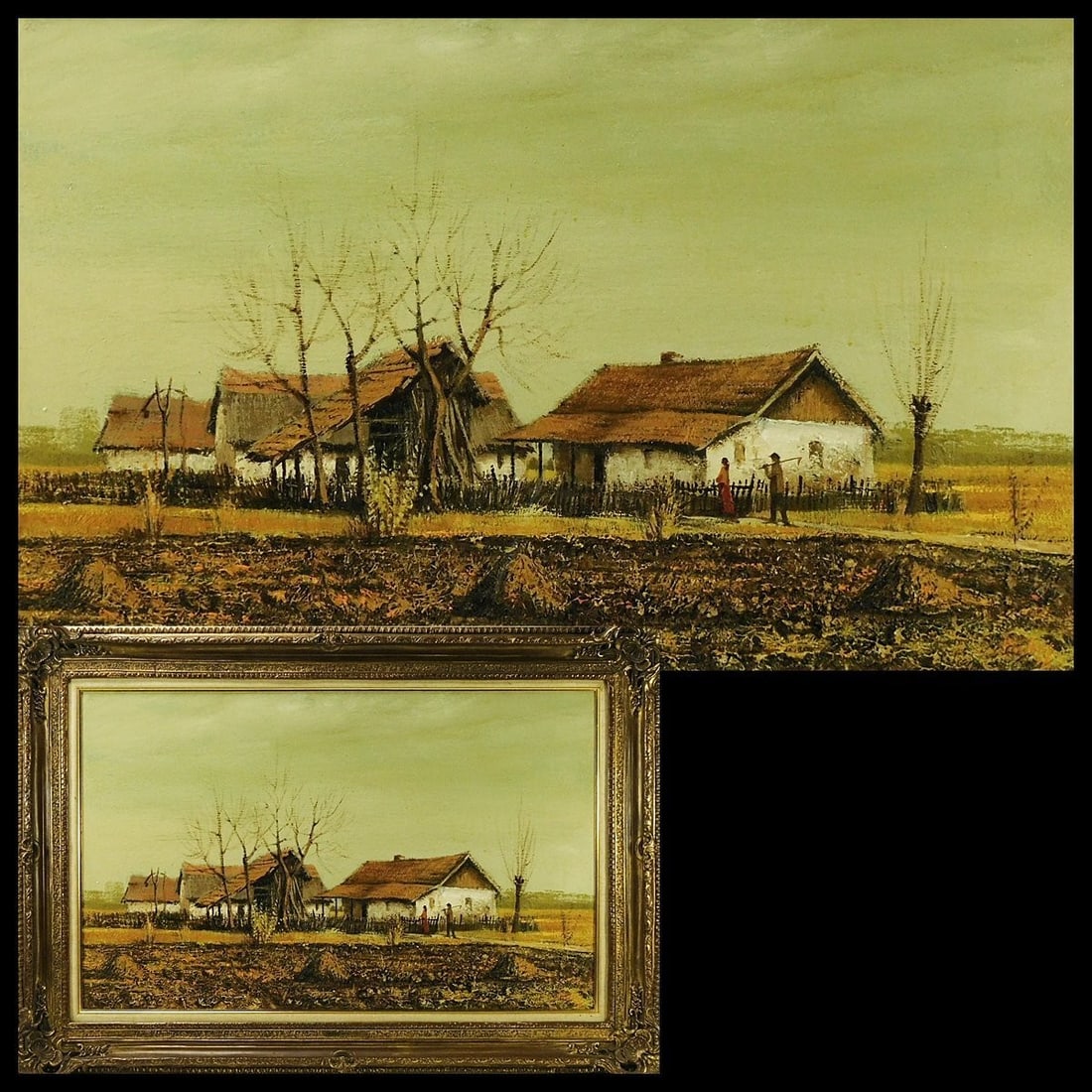 Signed Imre Puskas Oil Painting "Road Home" M25 Hungarian Modern Art Framed - 2