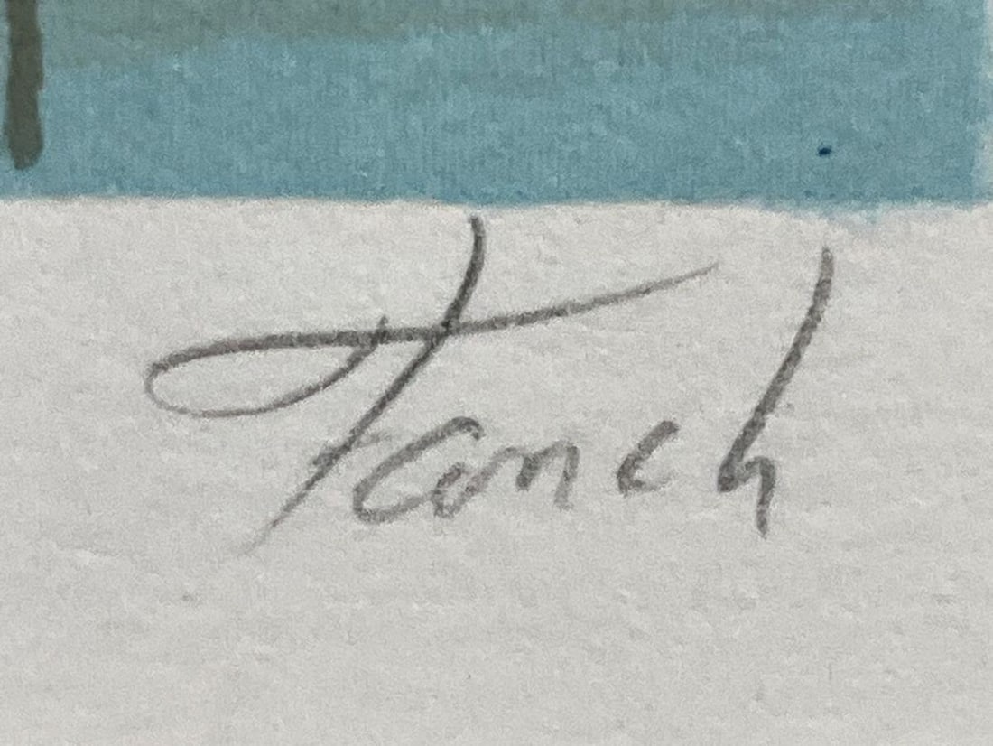 Framed Fanch Ledan Hand Signed Lithograph "Park Scene" 210/ 250 Modern French Art - 5