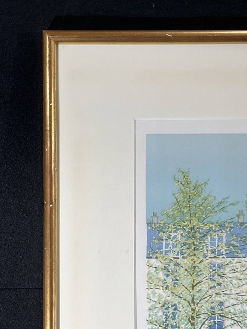 Framed Fanch Ledan Hand Signed Lithograph "Park Scene" 210/ 250 Modern French Art - 7