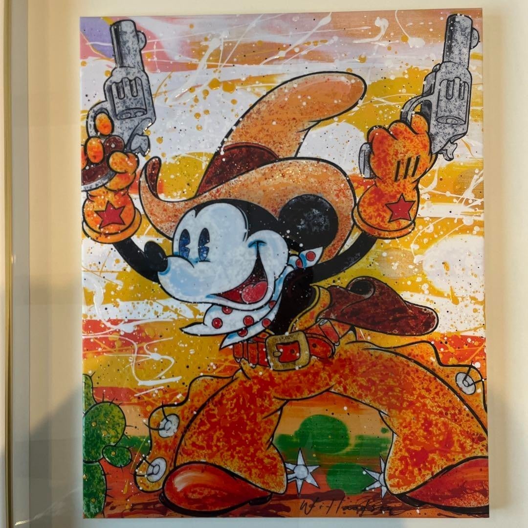 Signed David Willardson "A BANG UP TIME" Original Acrylic Disney Mickey Cowboy (1 of 12)