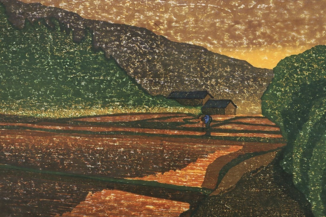 1989 woodblock print "Hitoboshikoro (Around the Fire Point)" - Joshua Rome - 3