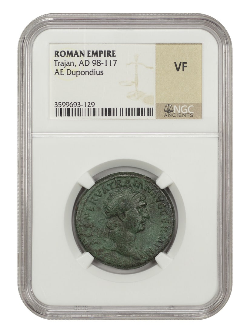 VF Ancient Roman: Trajan (AD 98-117) AE Dupondius NGC (1 of 4)