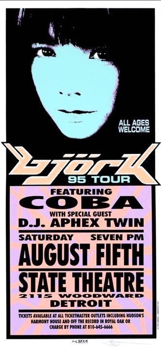 poster Bjork 95 tour AphexTwin silk screen: poster Bjork 95 tour AphexTwin silk screen This listing features poster Bjork 95 tour AphexTwin silk screen. Item specifics are provided below. Item Specifics: Type: Poster Artist: NA Country Of Origi