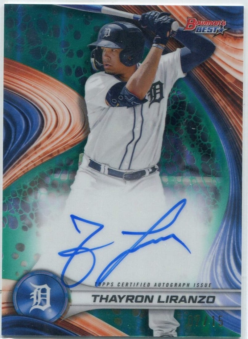 15 Thayron Liranzo 2024 Bowman's Best Teal Refractor Autographed RC #B24-TLI 7/ (1 of 2)