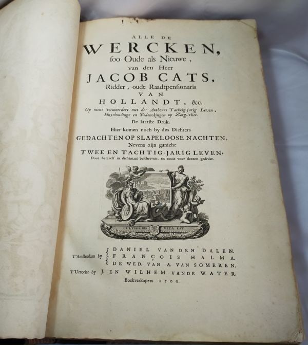 Illustrated Jacob Cats Alle de Wercken 1700 Emblem Book Dutch Golden Age Folio - 3