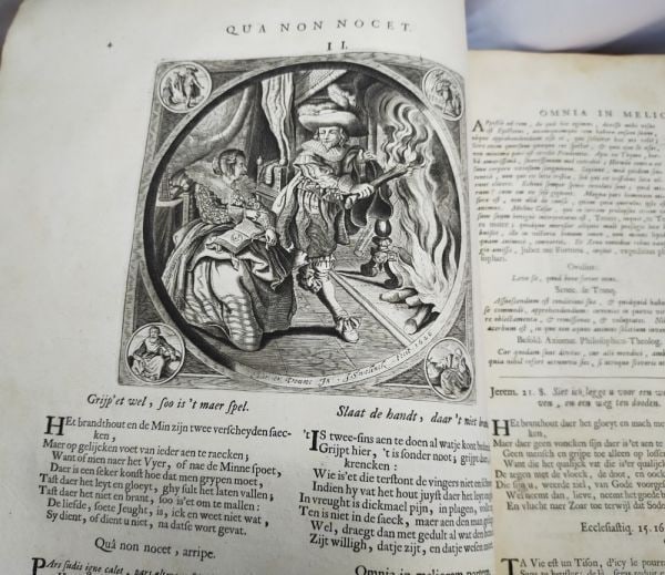 Illustrated Jacob Cats Alle de Wercken 1700 Emblem Book Dutch Golden Age Folio - 5