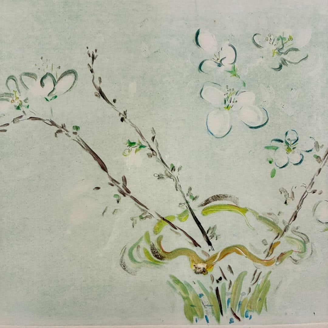 1 Joanne Isaac Apple Blossoms I Original Etching w/ Gold Highlights Signed 1/ - 4