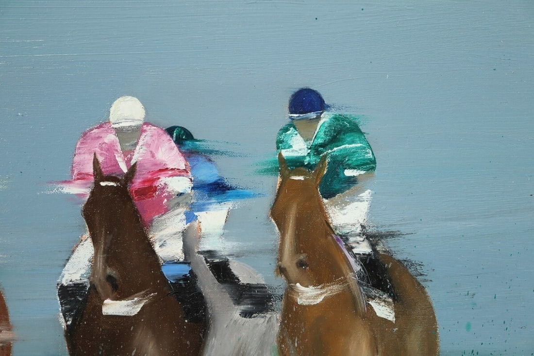 Framed Original Victor Spahn Oil Painting on Canvas " Horse riding " Signed - 6