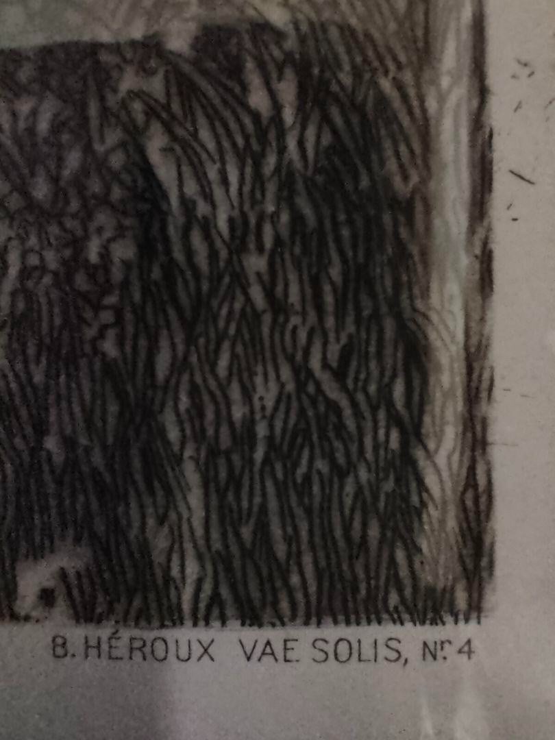 Framed Bruno Hroux VAE SOLIS No.4 Original Etching Nude Symbolist Art c.1900 - 8